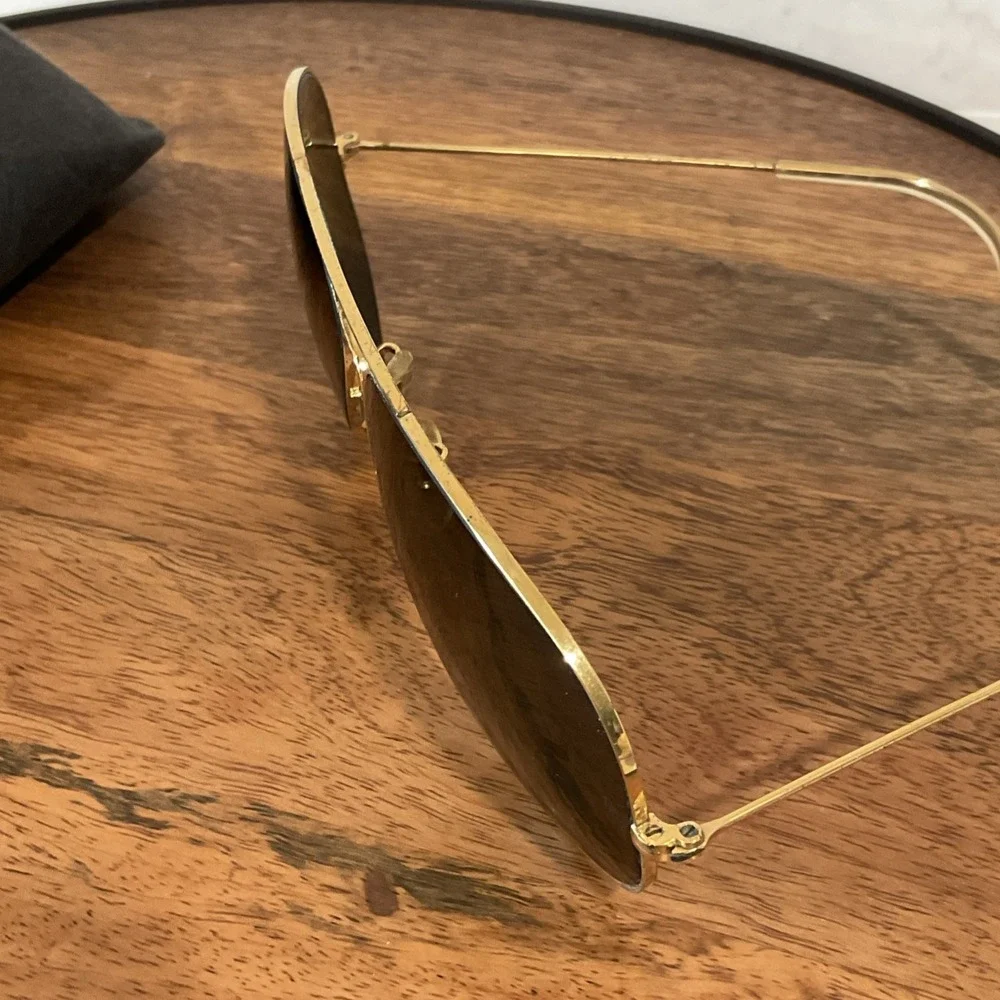 Vintage B&L Ray Ban USA Aviator  64-14 Gold Frame Sunglasses.